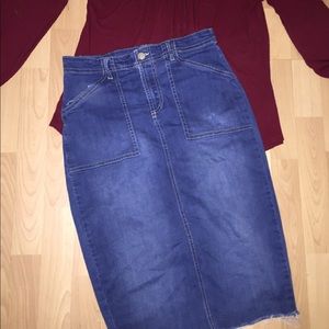 Pencil Denim Midi skirt